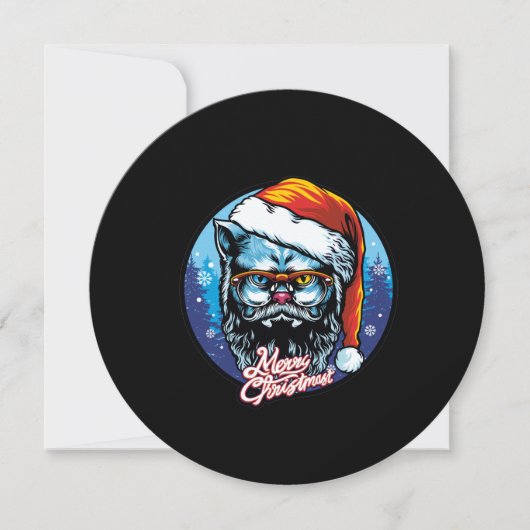 キャットサンタクロースがクリスマスの目出度を望む シーズンカード (正面)