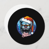 キャットサンタクロースがクリスマスの目出度を望む シーズンカード (正面/裏面)