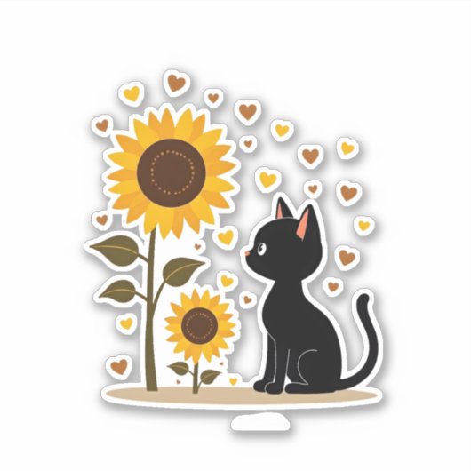 キャットサンフラワークリスマスツリーヒマワリ猫好き シール (正面)