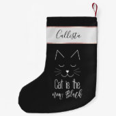 キャットザニューブラック引用文かわいい白黒文字 スモールクリスマスストッキング (裏面)