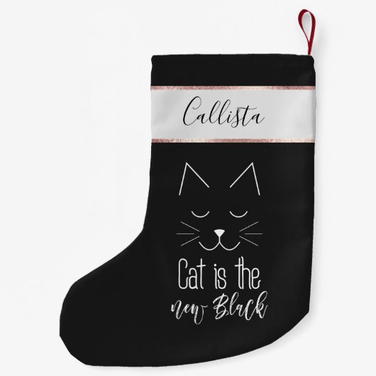 キャットザニューブラック引用文かわいい白黒文字 スモールクリスマスストッキング (裏面)