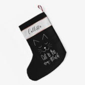 キャットザニューブラック引用文かわいい白黒文字 スモールクリスマスストッキング (裏面 (吊り時))