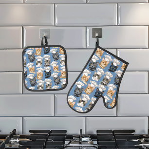 キャットシェフ調理師かわいいパターン 鍋つかみ&鍋敷きセット