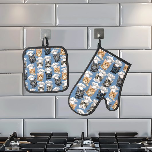 キャットシェフ調理師かわいいパターン 鍋つかみ&鍋敷きセット