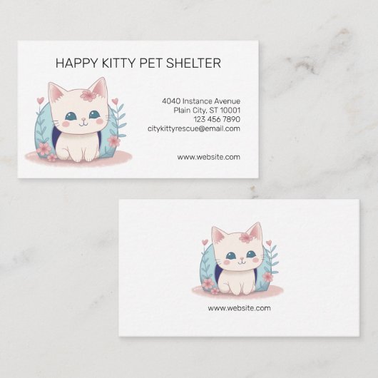 キャットシェルター動物レスキュー団体や組織 名刺 (正面/裏面)