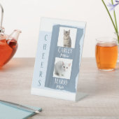 キャットシグネチャーカクテルドリンク石板ブルー結婚ズ 台座サイン (インサイチュ)