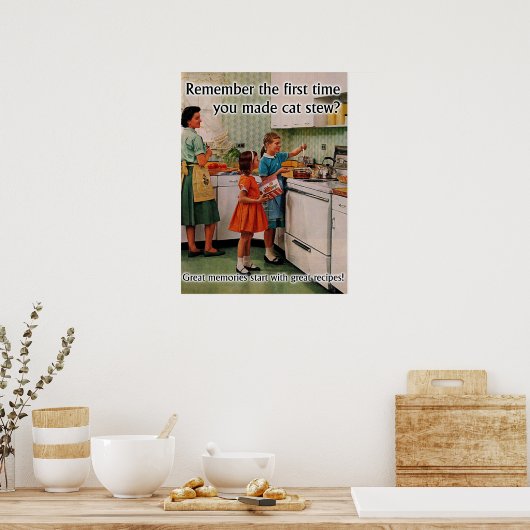 キャットシチューおもしろいポスタープリントユーモア ポスター (キッチン)