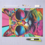 キャットシック:カラフルサングラスポップ・アートのデコのアートキャット 薄葉紙 (クラフト)