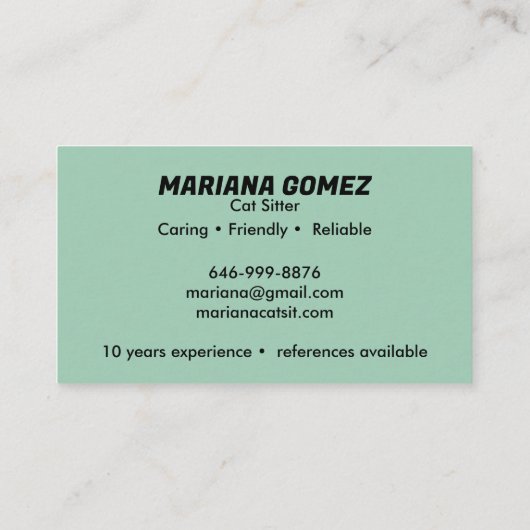 キャットシッターかわいいチェックMeowt猫の子猫の子猫の子猫 名刺 (裏面)