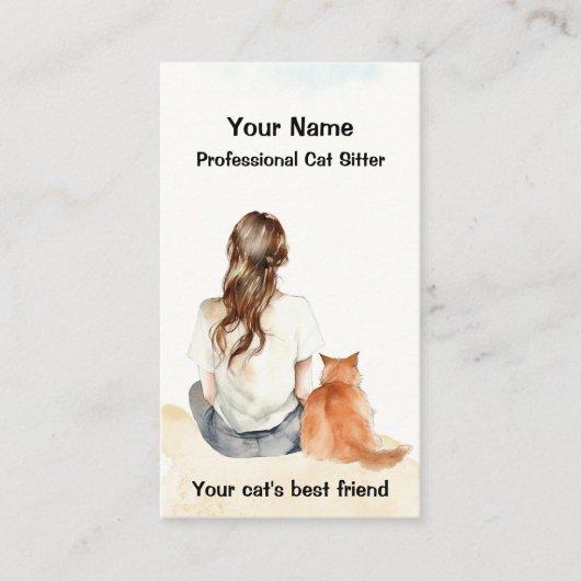 キャットシッターの女の子とキャットウォーターの名刺 名刺 (正面)