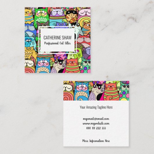 キャットシッターカワイトペットドールテンプレート スクエア名刺 (正面/裏面)