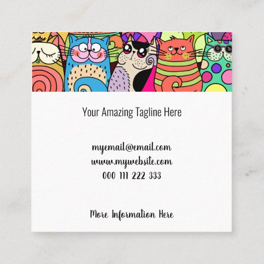 キャットシッターカワイトペットドールテンプレート スクエア名刺 (裏面)