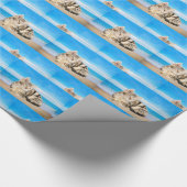 キャットシッティングオントロピカルアイランドビーチ ラッピングペーパー (角)