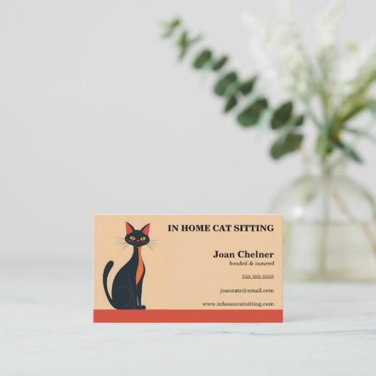 キャットシッティングボーディンググルーミング獣医 名刺 (スタンド正面)