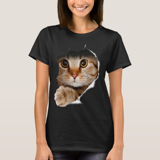 キャットシャツおもしろい猫好きギフト男性へ Tシャツ (正面)