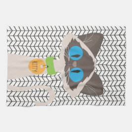 キャットシャメストンキネーゼパーソナライズされた子猫 キッチンタオル