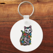 キャットシュガースカルメキシコカラベラディアデロスミュエルトス キーホルダー (正面)