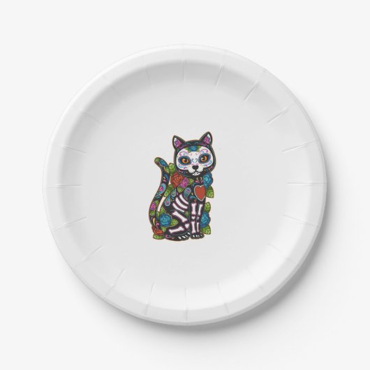 キャットシュガースカルメキシコカラベラディアデロスミュエルトス ペーパープレート (正面)
