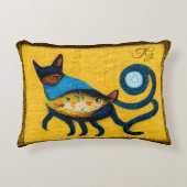キャットシュラレアリズムヴィンテージタペストリーウクライナデザイン アクセントクッション (正面)