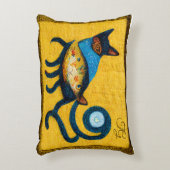 キャットシュラレアリズムヴィンテージタペストリーウクライナデザイン アクセントクッション (正面(垂直))