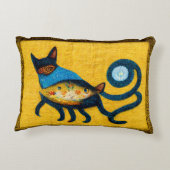 キャットシュラレアリズムヴィンテージタペストリーウクライナデザイン アクセントクッション (裏面)