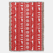 キャットシルエットクリスマス休暇パターンレッド スローブランケット (正面縦)