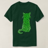 キャットシルエットシャムロックSt patricks dayキッテンロフ Tシャツ (デザイン正面)
