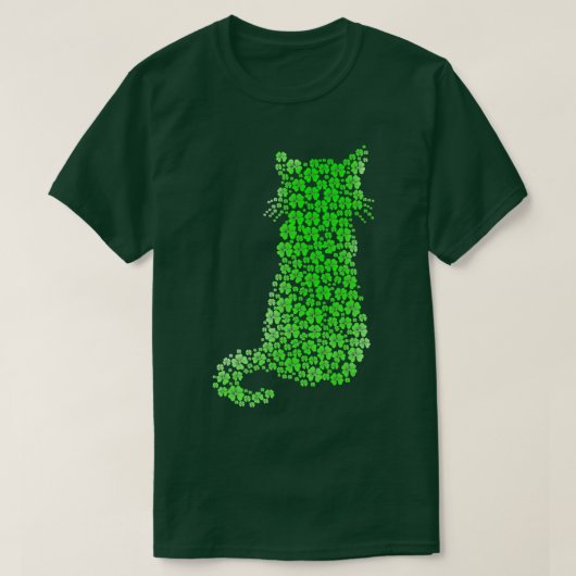 キャットシルエットシャムロックSt patricks dayキッテンロフ Tシャツ (デザイン正面)