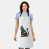 キャットシルエットハロウィーンバンゴッホスターリーナイトブラ エプロン (着用した状態)