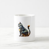 キャットシルエットハロウィーンバンゴッホスターリーナイトブラ コーヒーマグカップ (中央)