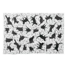 キャットシルエットブラック&ホワイトドードルバブル