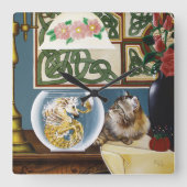 キャットシーホースファンタジー スクエア壁時計 (正面)