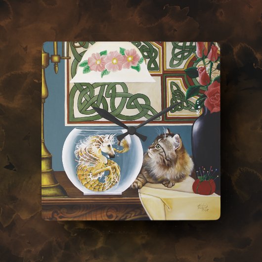 キャットシーホースファンタジー スクエア壁時計