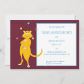 キャットジャグリングボールカスタム誕生日パーティー 招待状 (正面)