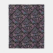 キャットジャックオランタンパンプキンハロウィーンブラックデコール フリースブランケット (正面)