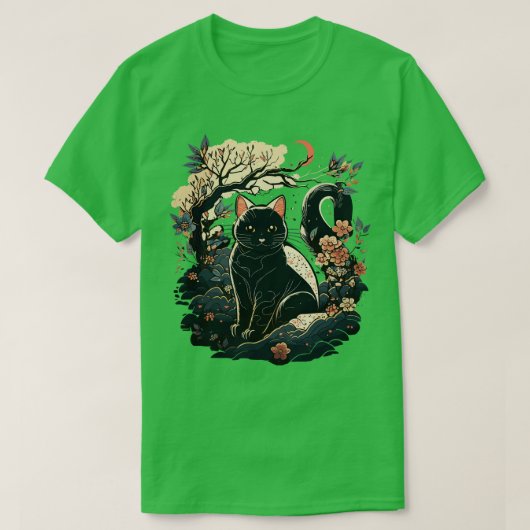 キャットジャパンおもしろいスタイルキャットギフトレトロおもしろいヴィンテージ Tシャツ (デザイン正面)