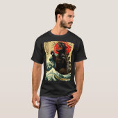 キャットジラおもしろ日本風デザイン Tシャツ (正面フル)
