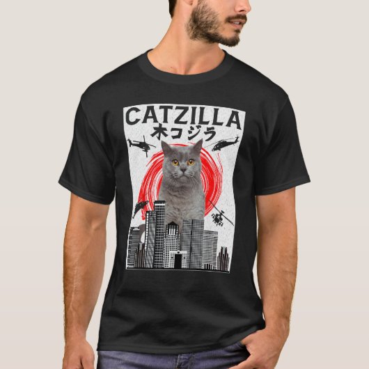 キャットジラ 猫 子猫 Tシャツ (正面)
