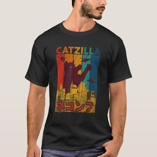 キャットジラ+猫+猫 Tシャツ (正面)