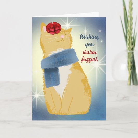 キャットスカーフクリスマス編み物クロシェdiyギフト シーズンカード (正面)