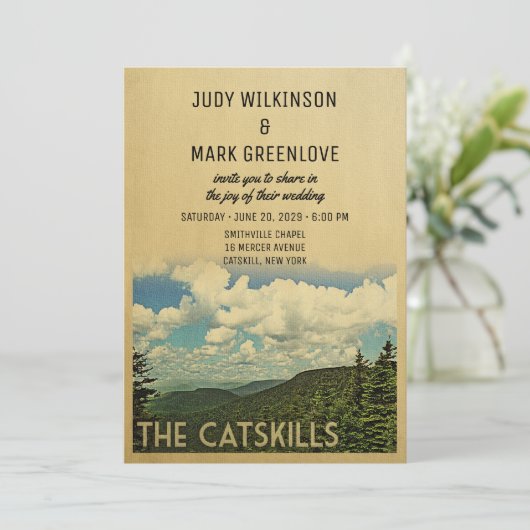 キャットスキルマウンテンズ結婚式招待状ヴィンテージ 招待状 (スタンド正面)