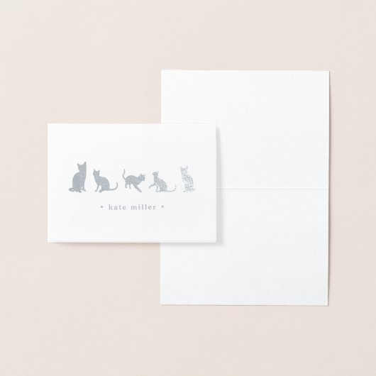キャットスクーパーソナライズされたド銀箔文房具カード 箔カード (ディスプレー)