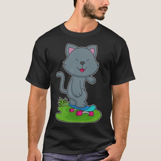 キャットスケータースケートボードスポーツ Tシャツ (正面)