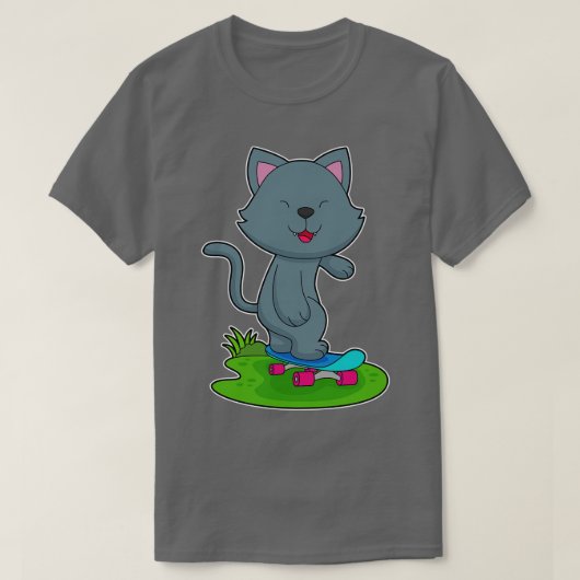 キャットスケータースケートボード Tシャツ (デザイン正面)