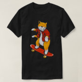 キャットスケーター猫スケートボード猫好き私は犬が大好き Tシャツ (デザイン正面)