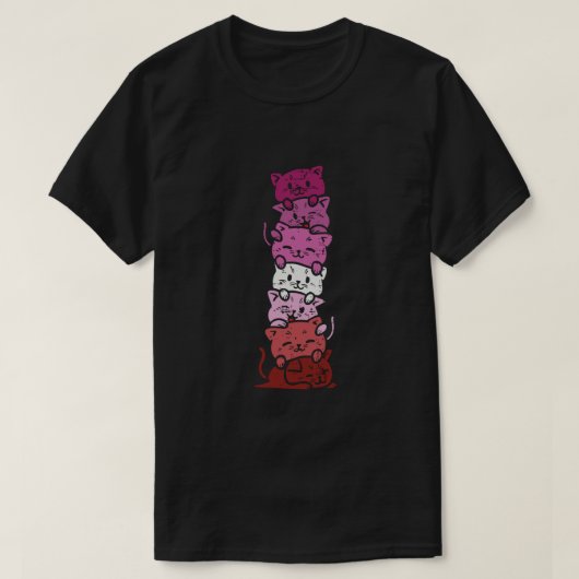 キャットスタックレズビアンプライドブッチゲイフラグLGBT動物 Tシャツ (デザイン正面)