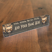 キャットスチームパンクゴシックレトロ子猫ポートレート デスクネームプレート (側面)