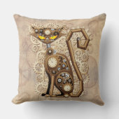 キャットスチームパンクヴィンテージレトロスタイル機 クッション (正面)