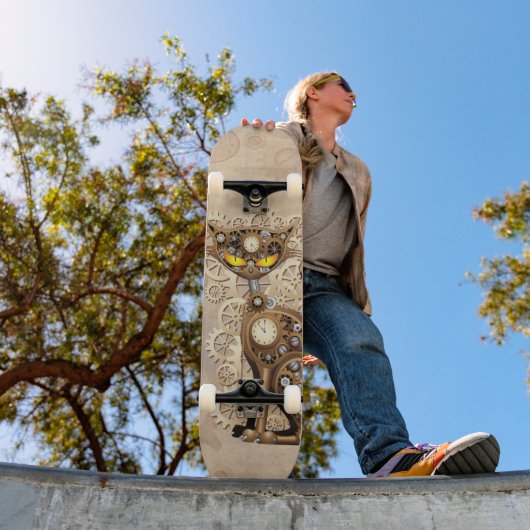 キャットスチームパンクヴィンテージレトロスタイル機 スケートボード (室外1)