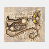 キャットスチームパンクヴィンテージレトロスタイル機 フリースブランケット (正面(横))